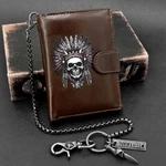 Indian Chieftain Skull Bicycle Leather Double Fold Wallet For Men American. Fixed Price $23.99.