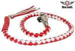 42" Long Genuine Hand-braided Leather Red & White Get Back Whip For Motorcycles. Fixed Price $29.99.