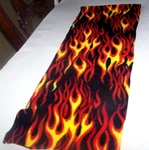 Women's Harley Rider Red Yellow Black And Flames Print Scarf. Fixed Price $14.99.