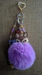 Fur Ball With Fox Head Inlay Pearl Rhinestone Key Chain Women's Bag Charm. Fixed Price $22.99.