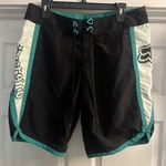 Fox Riders Swim Shorts Women 7 Trunks Board Poly Black/ Green Vintage Y2K. Fixed Price $24.99.