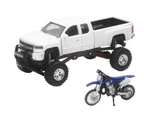 Chevrolet Silverado 2500HD 1:43 4X4 Yamaha YZ125 New Ray Toy Model SS-54416. Fixed Price $29.34.