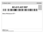 Genuine Bmw Miniature X7 80-43-5-A51-987 New. Fixed Price $136.79.