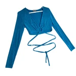 White Fox Wrap Around Tie Waist Teal Festival Rave Going Out Crop Top Women. Fixed Price $13.39.