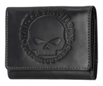 Harley-davidson Mens Willie G Skull Snap Tri-fold Leather Wallet Black MWM054/08. Fixed Price $45.50.