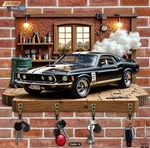 Classic Hotrod Car Key Holder- Wooden, 3D Effect With Four Metal Hooks. Fixed Price $8.72.