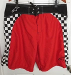 Alpinestars Men's 36 Boardshorts Black/white/red Checkerboard Side Pattern 11". Fixed Price $18.90.