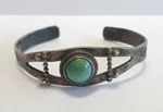Vintage Tiny Wrist Navajo Indian Silver Turquoise Cuff Bracelet. Fixed Price $125.00.