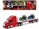 Peterbilt 387 Flatbed Truck Red W/ Farm Tractors 1/32 Model By New Ray 10283. Fixed Price $44.99.