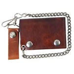 Hot Leathers WLC2009 Antique Brown Tri-fold Wallet With Chain. Fixed Price $19.95.