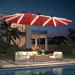 Solar 15FT Double Sided Patio Umbrella With Crank Handle & Integrated Led Lights. Fixed Price $99.99.