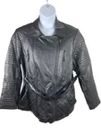 Joe Boxer Black Faux Leather Moto Biker Classic 3X Jacket Tie Waist. Fixed Price $14.00.