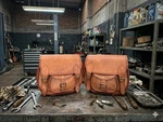 Large Motorcycle Pair Goat Leather Luggage 2 Brown Bag 11" Big. Fixed Price $79.05.