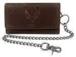Harley-davidson Mens Leather Eagle Trifold Trucker Chain Wallet Brown MWM042/34. Fixed Price $72.50.