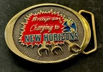 Vintage 1988 Snap Tools SSX1410 Brass Belt Buckle Charging New Horizons. Fixed Price $24.75.
