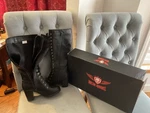 Dream Apparel Women's Faux Leather Lace Up Knee High Boots, Black Motorcycle.... Fixed Price $70.00.