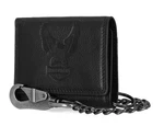 Harley Davidson Mens Embossed Eagle Trifold Chain Leather Wallet Black MWM040/08. Fixed Price $63.95.