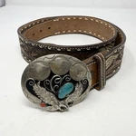 Squaw Wrap Native American Belt Buckle Turquoise Coral Eagle Buffalo Nickel Tool. Fixed Price $59.90.