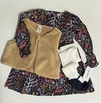 Baby Girl Carter's $38 3-PC Fox Print Dress, Faux Fur Vest & Tights Set 24M Nwt. Fixed Price $20.00.