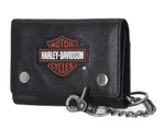 Harley-davidson Men's Bar & Shield Tri-fold Chain Leather Wallet Black MWM102/08. Fixed Price $67.95.