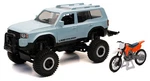 New Ray Toys 1:18 Scale Toyota Land Cruiser 250 With Dirt Bike Light Blue/orange. Fixed Price $54.24.