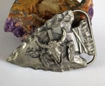 Vtg Siskiyou Native American Bison Skull & Feathers Belt Buckle Pewter Usa Made. Fixed Price $18.90.