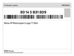 Genuine Bmw Motorsport Logo T-shir 80-14-5-B31-8D9 New. Fixed Price $37.11.