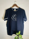 Vintage Vespa Capri Shirt Mens Large Italy Scooter Embroidered Navy Blue. Fixed Price $17.99.