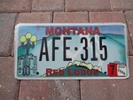 Montana 2008 Red Lodge License Plate # Afe - 315. Fixed Price $25.00.