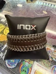 Inox Men's Brown Genuine Leather And Stainless Steel Cuban Chain Cuff Bracelet. Fixed Price $35.50.