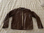 Roland Sands Men Medium Barfly Leather Motorcycle Jacket Brown Perforated Zip. Fixed Price $280.00.