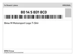 Genuine Bmw Motorsport Logo T-shir 80-14-5-B31-8C0 New. Fixed Price $37.11.