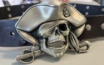 Great American Buckle Co Pewter Pirate Skull Belt Wide Brown Leather. Fixed Price $21.21.