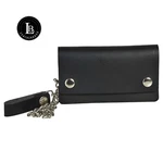 Mens Leather Motorcycle Studded Double Snap Trucker Biker Bi- Fold Chain Wallet. Fixed Price $17.99.