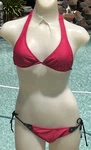 New Fox Pink & Black Side Tie Leather Trim Bikini Sz Xs. Fixed Price $36.99.