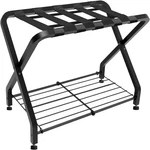 Folding Luggage Rack With 2-TIERS Storage Shelf, Foldable Steel Frame. Fixed Price $48.99.