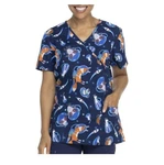 New Scrubstar Women Cosmic Creatures Printed Mock Wrap Top Fox Space. Fixed Price $19.99.
