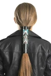 Hair Glove Leather Purple Tribal Butterfly With Gemstones Pony Tail Holder 8". Fixed Price $33.99.