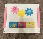 American Girl Pink Wooden Activity Step Stool W/ Spinning Gears & Animal Rollers. Fixed Price $44.99.