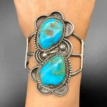 Vintage Navajo Native Indian Turquoise Silver Bracelet Cuff Small Wrist 6-5/8". Fixed Price $718.20.