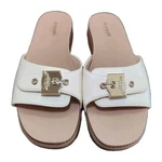 Dr Scholls Island Icon Sandals Women's 8.5 Off White Strap Gold Buckle Slide. Fixed Price $29.90.