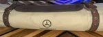 Mercedes Benz Khaki & Leather 69"X 55 100% Polyester Picnic Style Roll Blanket. Fixed Price $69.99.