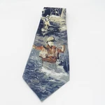 Fly Fishing Neck Tie, Down The River By Richard Wallich, Rainbow Licensing Group. Fixed Price $17.50.