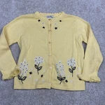 Hartstrings Cardigan Sweater Girls 5-6 Yellow Floral Embroidered Ruffle Cuff. Fixed Price $9.48.
