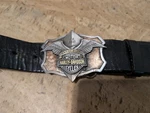 Harley Davidson Eagle Buckle Leather Nailhead Belt Men Sz 36-28 98703-94V. Fixed Price $39.00.