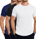Quince Mens Crew Casual Basic 100% Cotton T-shirt Tee Black White Navy 1-3 Pack. Fixed Price $14.95.