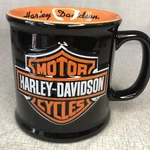 Harley Davidson Motorcycles Mug 3D Coffee Cup Black Orange 16 Oz Hd Vtg. Fixed Price $14.99.