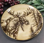 Pack Of 2 Rustic Western Emperor Elk Stag Moose Deer Round Dinner Plates. Fixed Price $36.99.