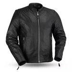 Men's Black First Mfg Leather Motorcycle Biker Jacket Armor Pockets Cafe Style. Fixed Price $166.53.