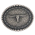 Montana Silversmiths Rustic Barbed Wire Longhorn Belt Buckle A972S. Fixed Price $50.00.
